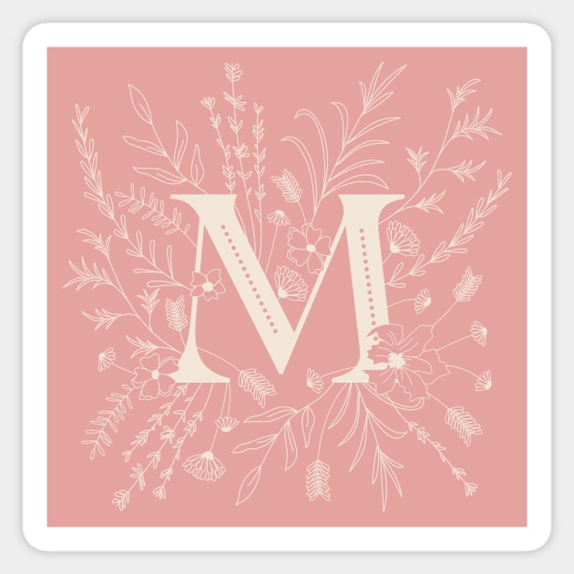 Botanical Letter M (Hibiscus Pink) Sticker by Cascade Patterns
